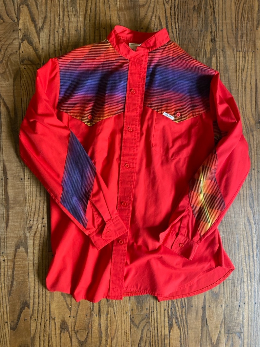 Vintage Mo Betta - Red Long-Sleeve Western Shirt with Gradient Yoke